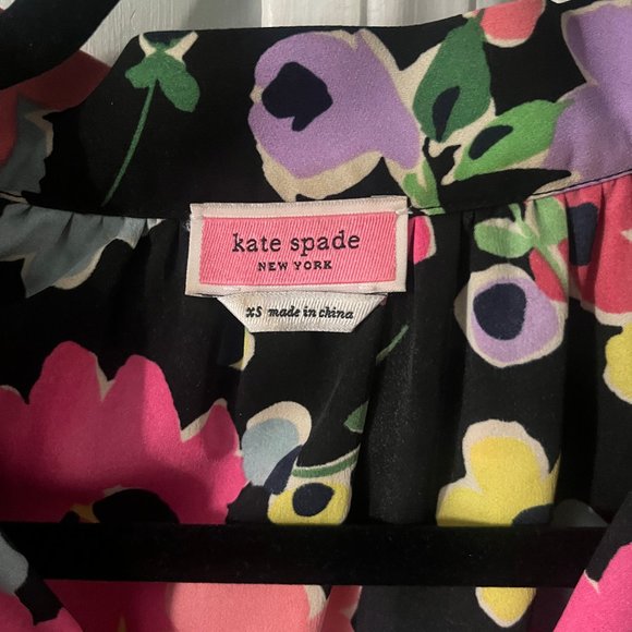 Kate Spade Floral Blouse - Black, Pink, Yellow, Blue - Picture 3 of 8